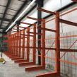Cantilever racks storing long pipes and steel materials