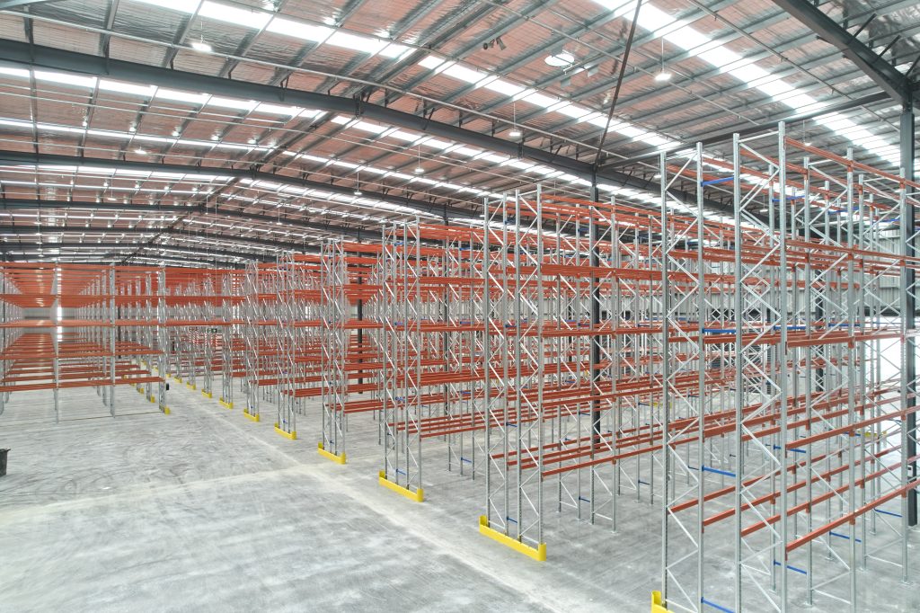 A large warehouse with selective pallet racking