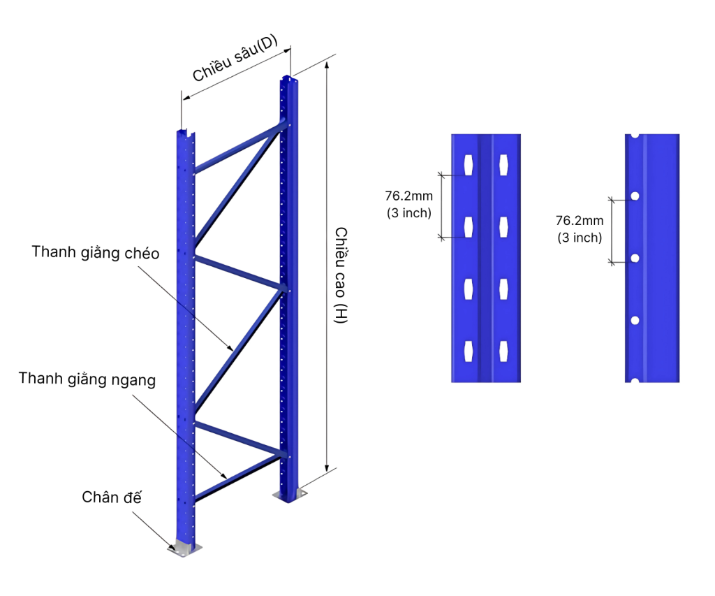 Khung trụ đứng của hệ thống kệ tải nặng
