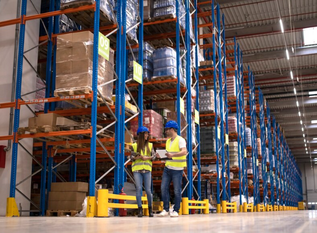 Industrial Pallet Rack Manufacturers conducting Checks in Tall Pallet Racking Aisles